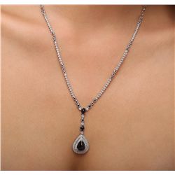 14KT White Gold 6.20ctw Sapphire and Diamond Necklace