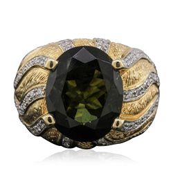 14KT Two-Tone Gold 7.81ct Tourmaline and Diamond Ring