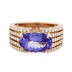 14KT Rose Gold 3.82ct Tanzanite and Diamond Ring