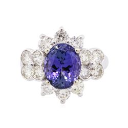 14KT White Gold 4.14ct Tanzanite and Diamond Ring