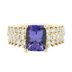 14KT Yellow Gold 2.47ct Tanzanite and Diamond Ring