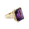 Image 4 : 14KT Yellow Gold 13.33ct Amethyst and Diamond Ring