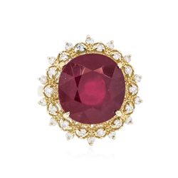 14KT Yellow Gold 7.29ct Ruby and Diamond Ring