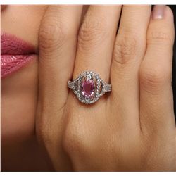 14KT White Gold 0.99ct Pink Sapphire and Diamond Ring