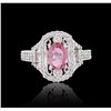 Image 3 : 14KT White Gold 0.99ct Pink Sapphire and Diamond Ring