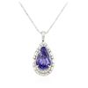 Image 4 : 18KT White Gold 8.69ct Tanzanite and Diamond Pendant With Chain