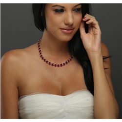 14KT Yellow Gold 73.48ctw Ruby and Diamond Necklace