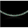 Image 4 : 14KT White Gold 11.70ctw Emerald and Diamond Necklace