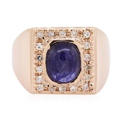 14KT Rose Gold 4.31ct Sapphire and Diamond Ring