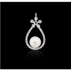 18KT White Gold Pearl and Diamond Pendant