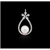 Image 1 : 18KT White Gold Pearl and Diamond Pendant