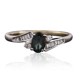 18KT White Gold 0.38ct Alexandrite and Diamond Ring