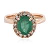 Image 3 : 14KT Rose Gold 1.74ct Emerald and Diamond Ring