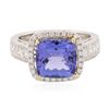 Image 3 : 14KT Two-Tone Gold 4.31ct Tanzanite and Diamond Ring