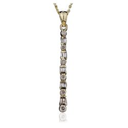 14KT Yellow Gold 0.30ctw Baguette Diamond Pendant With Chain