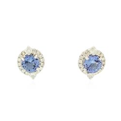 14KT White Gold 2.34ctw Tanzanite and Diamond Earrings