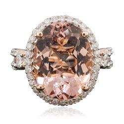 14KT Rose Gold 8.51ct Morganite and Diamond Ring