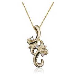 14KT Yellow Gold 0.10ctw Diamond Pendant With Chain