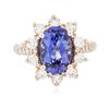 Image 3 : 14KT Rose Gold 3.53ct Tanzanite and Diamond Ring