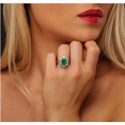 14KT White Gold 3.41ct Emerald and Diamond Ring