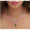Image 2 : 18KT White Gold 8.21ct Peridot and Diamond Necklace