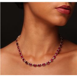 14KT Yellow Gold 52.66ctw Ruby and Diamond Necklace