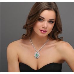 18KT White Gold 5.64ct Emerald and Diamond Necklace