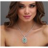 Image 2 : 18KT White Gold 5.64ct Emerald and Diamond Necklace