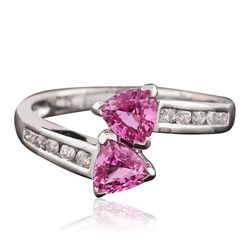 14KT White Gold 1.05ctw Pink Sapphire and Diamond Ring