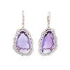 Image 3 : 14KT Rose Gold 29.95ctw Amethyst and Diamond Earrings