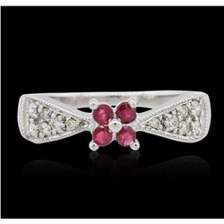 18KT White Gold 0.25ctw Ruby and Diamond Ring