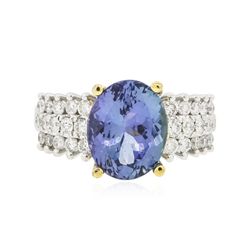 14KT White Gold 4.96ct Tanzanite and Diamond Ring