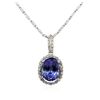 Image 4 : 18KT White Gold 3.50ct Tanzanite and Diamond Pendant With Chain