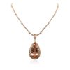 Image 3 : 14KT Rose Gold GIA Certified 42.02ct Morganite and Diamond Pendant With Chain