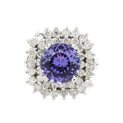 14KT White Gold 3.11ct Tanzanite and Diamond Ring