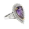 Image 4 : 14KT White and Yellow Gold 5.15ct Amethyst and Diamond Ring