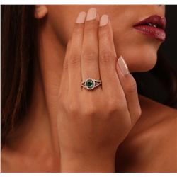 14KT Yellow Gold 0.62ct Emerald and Diamond Ring