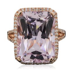 14KT Rose Gold 17.12ct Kunzite and Diamond Ring