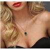 Image 1 : 14KT Yellow Gold 9.14ct Emerald and Diamond Pendant With Chain