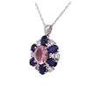 Image 7 : 14KT White Gold 2.65ct Tourmaline, Sapphire and Diamond Pendant With Chain