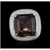 Image 3 : 14KT White Gold 28.73ct Tourmaline and Diamond Ring