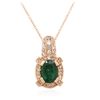 Image 2 : 14KT Rose Gold 1.83ct Emerald and Diamond Pendant With Chain