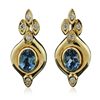 Image 1 : 18KT Yellow Gold 2.42ctw Blue Topaz and Diamond Earrings