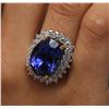 Image 2 : 14KT White Gold GIA Certified 22.13ct Tanzanite and Diamond Ring