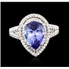 Image 1 : 14KT White Gold 3.89ct Tanzanite and Diamond Ring