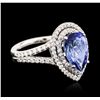 Image 2 : 14KT White Gold 3.89ct Tanzanite and Diamond Ring