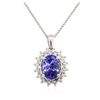 Image 4 : 14KT White Gold 2.81ct Tanzanite and Diamond Pendant With Chain