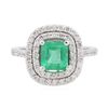 Image 1 : 14KT White Gold 1.28ct Emerald and Diamond Ring