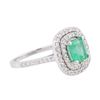 Image 2 : 14KT White Gold 1.28ct Emerald and Diamond Ring