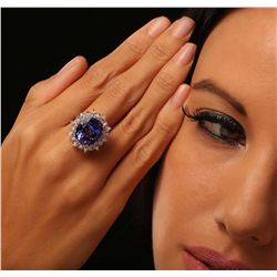 14KT White Gold 11.08ct GIA Certified Tanzanite and Diamond Ring